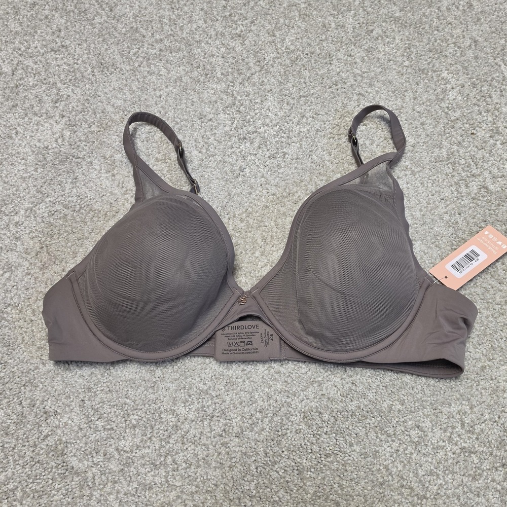 Third Love Womens 24/7 Classic Contour Plunge Bra Wired Removable Pads 40B Taupe
